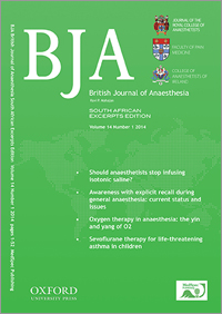 British Journal of Anaesthesia, South African Excerpts Edition